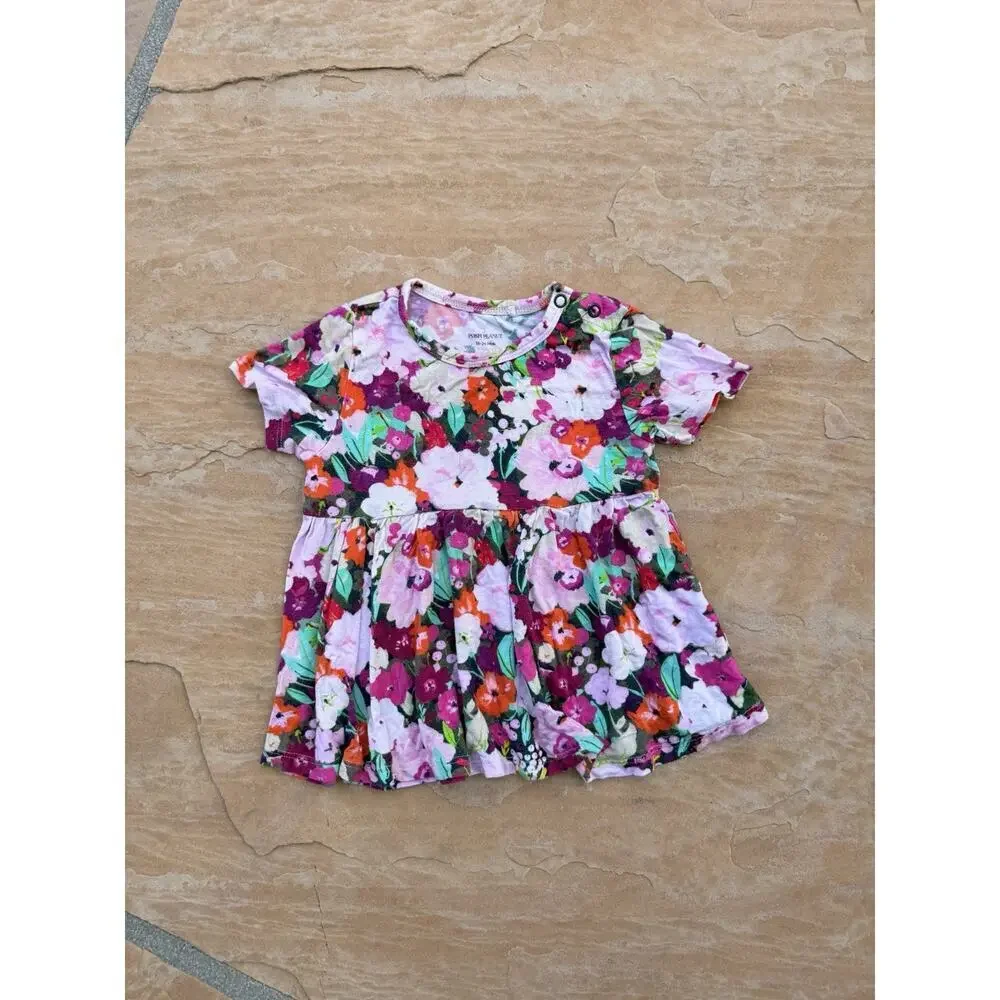 Posh Peanut Bamboo Katerina Pink Floral Peplum Top Shirt Size 18-24 Months